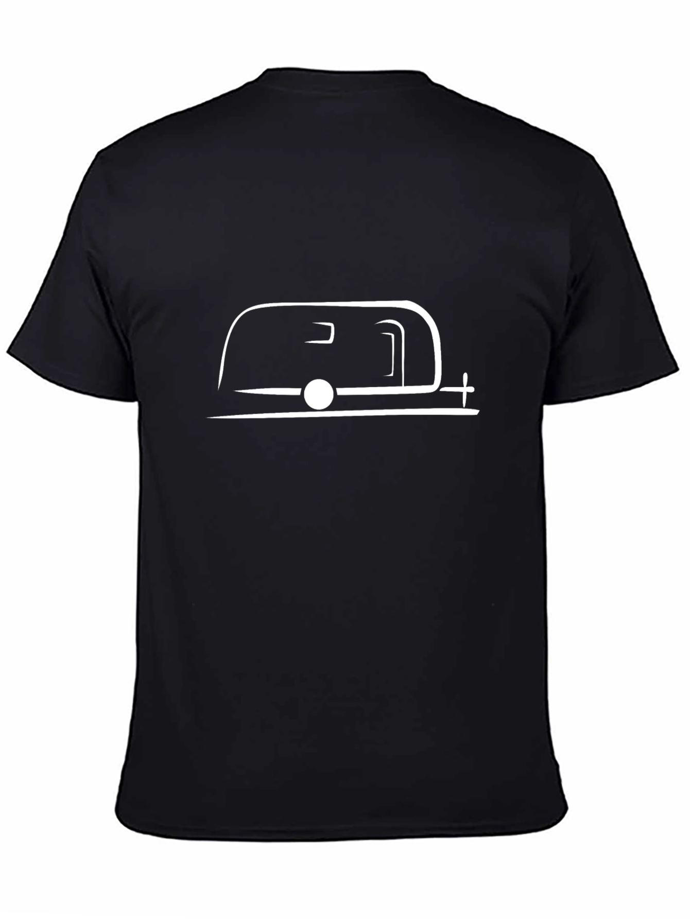 Retro Camper Graphic Tee - Black Cotton T-Shirt