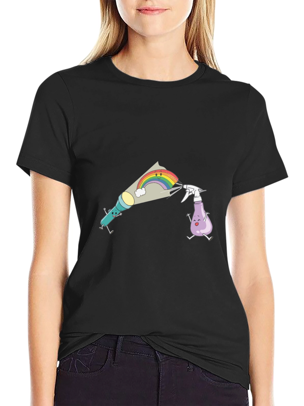 Fun Cartoon Graphic Black T-Shirt