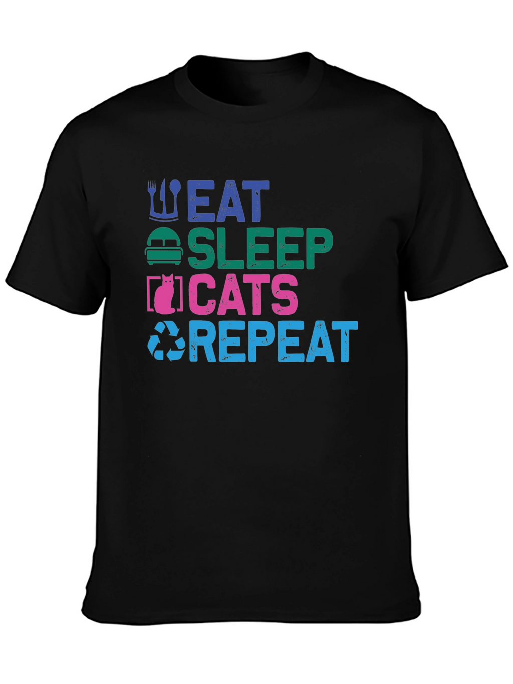 Eat Sleep Cats Repeat Graphic T-Shirt