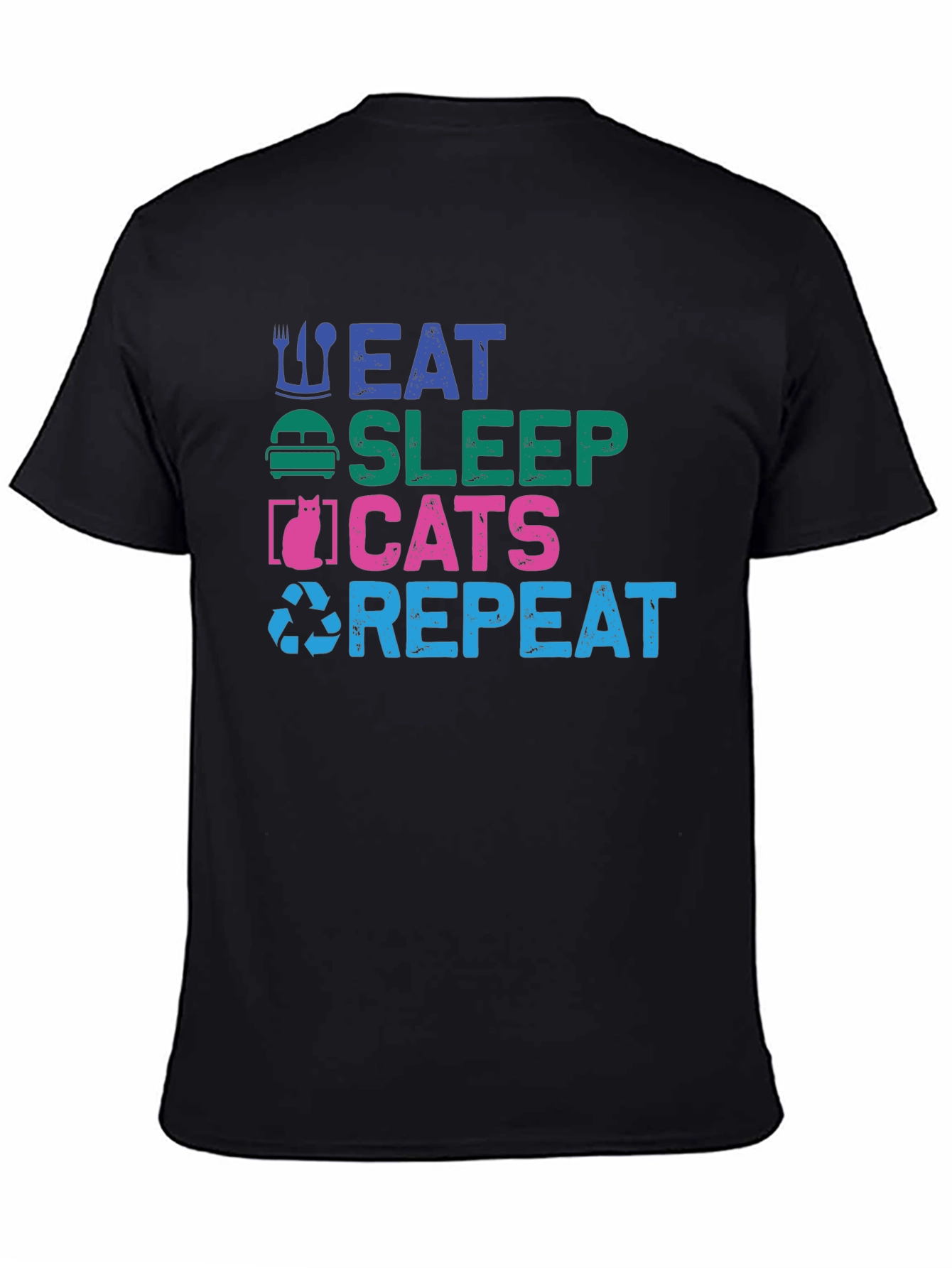 Eat Sleep Cats Repeat Graphic T-Shirt
