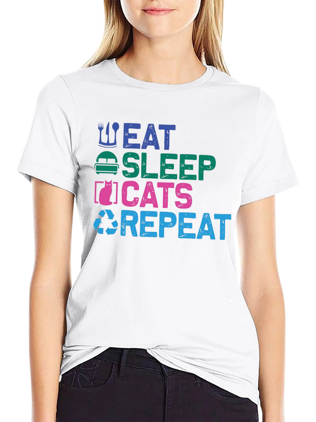 Eat Sleep Cats Repeat Graphic T-Shirt