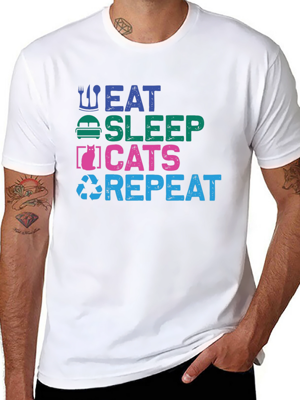 Eat Sleep Cats Repeat Graphic T-Shirt