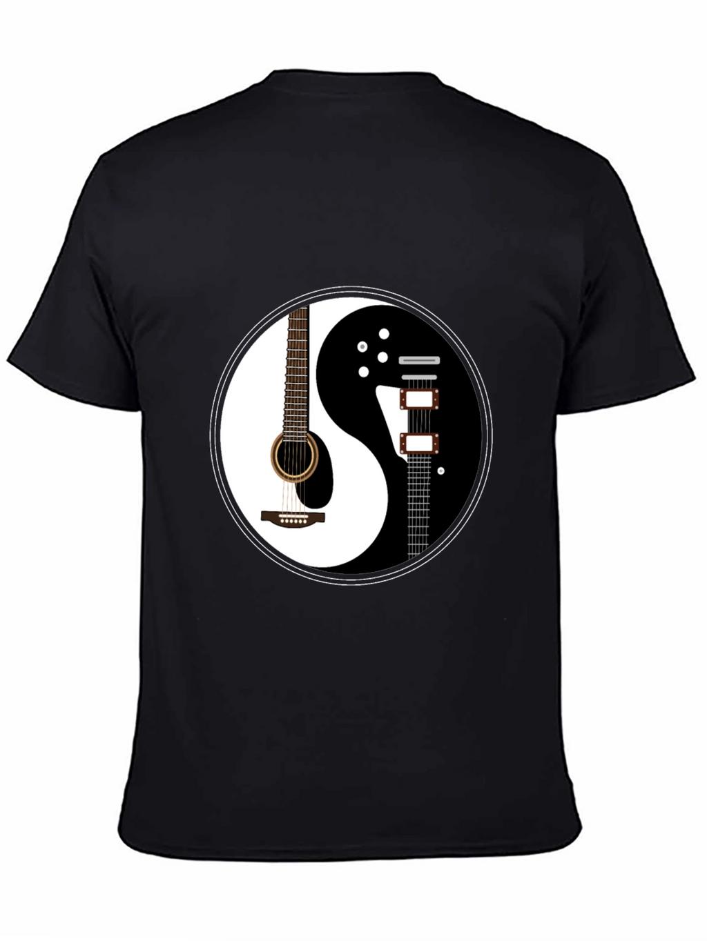 Yin Yang Guitar Graphic T-Shirt - Black