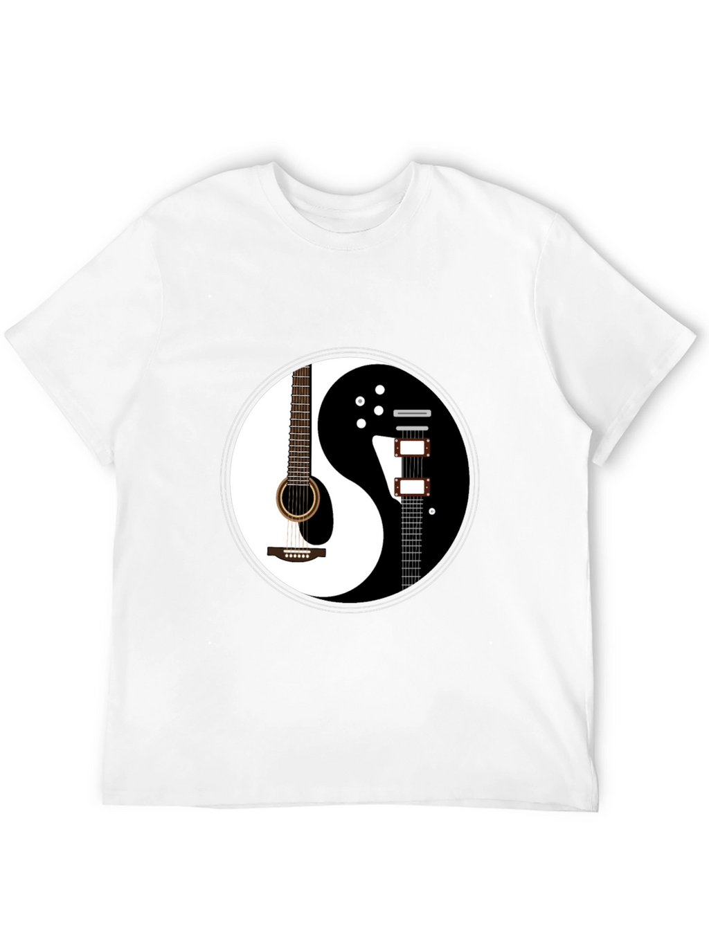 Yin Yang Guitar Graphic T-Shirt - Black