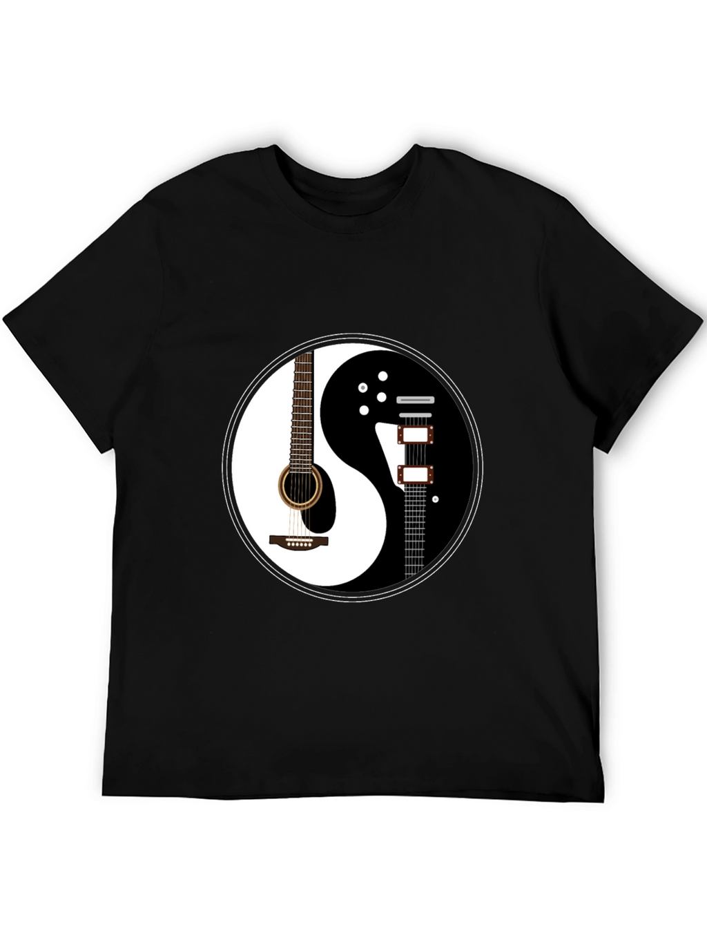 Yin Yang Guitar Graphic T-Shirt - Black