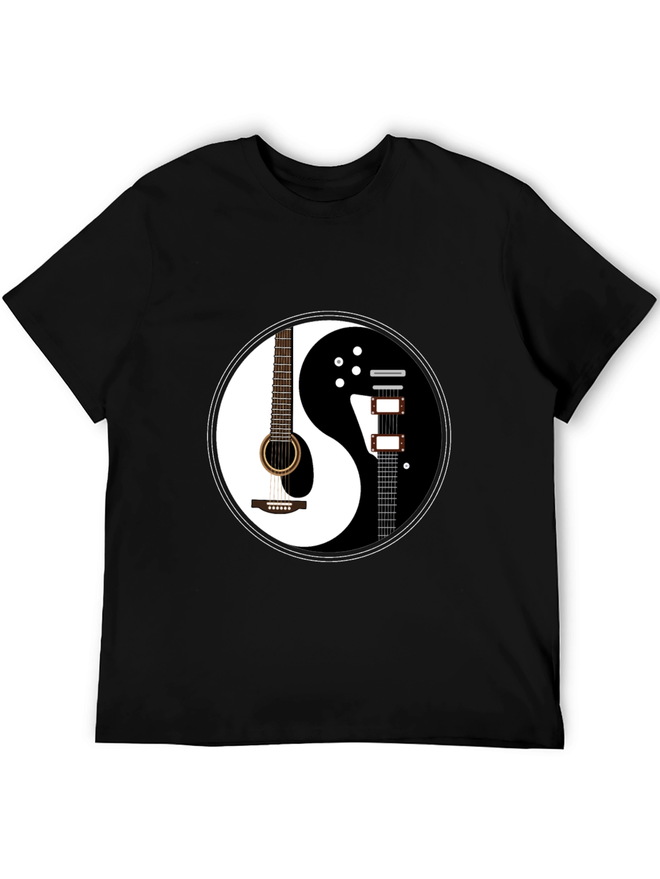 Yin Yang Guitar Graphic T-Shirt - Black