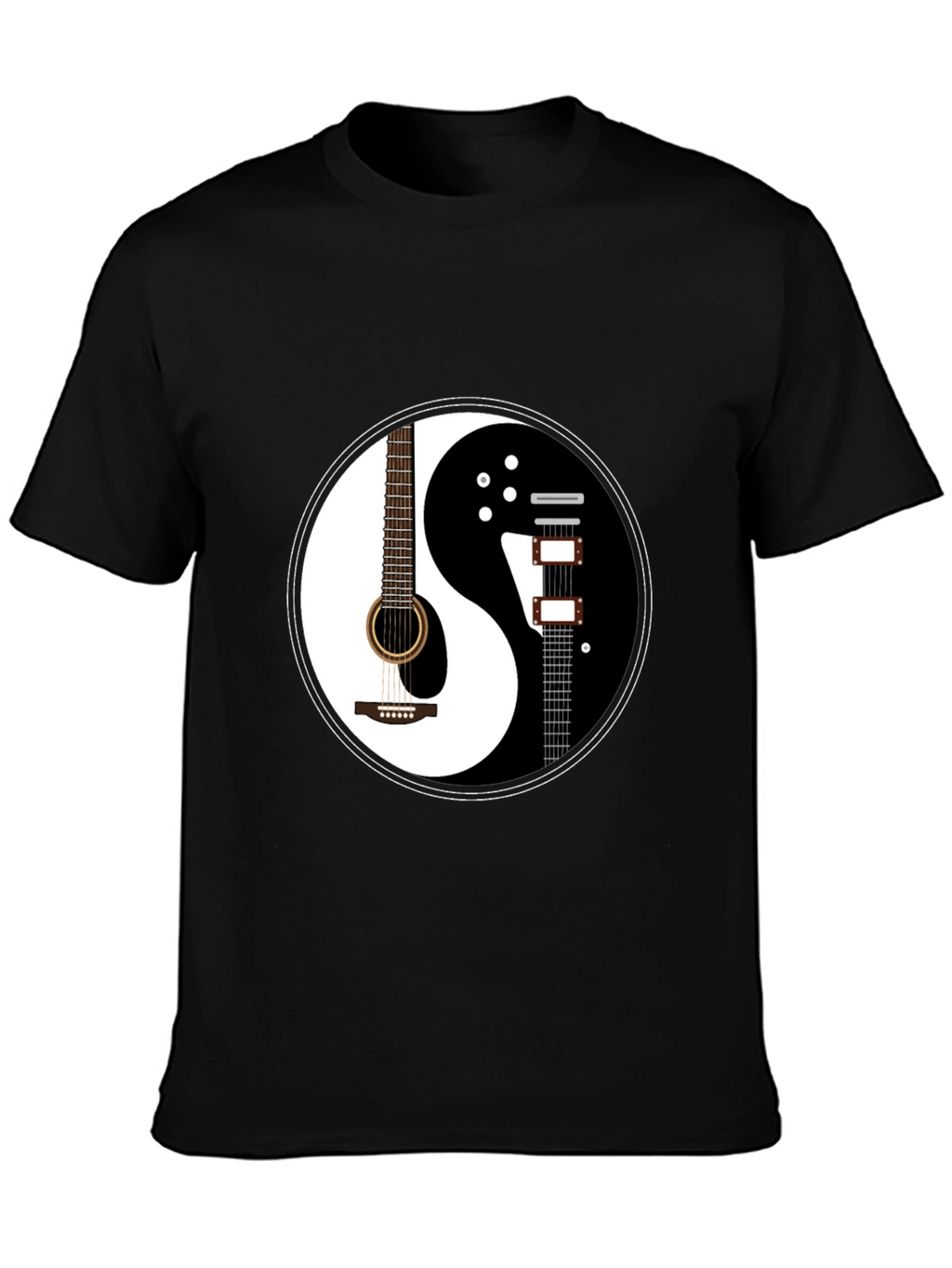 Yin Yang Guitar Graphic T-Shirt - Black