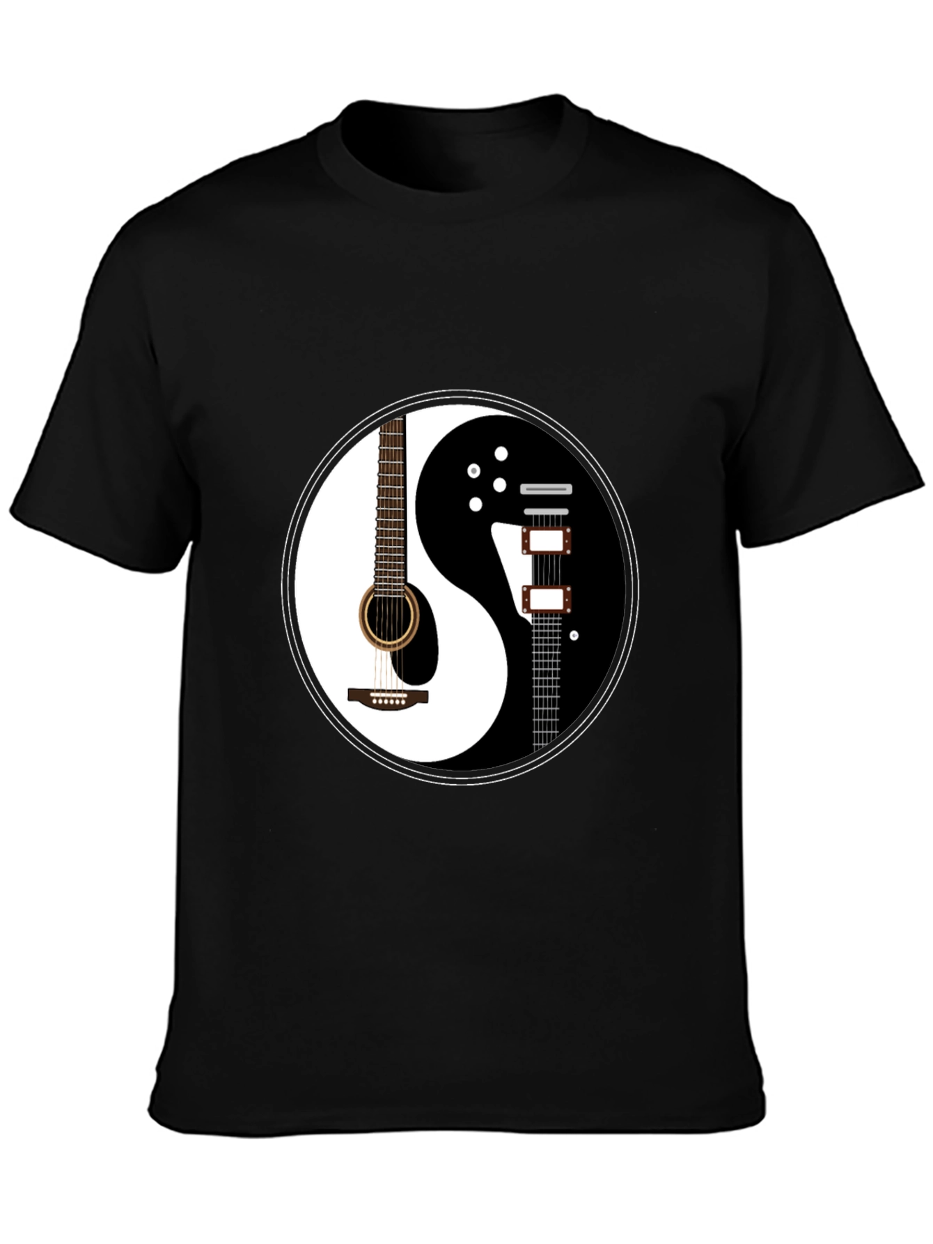Yin Yang Guitar Graphic T-Shirt - Black