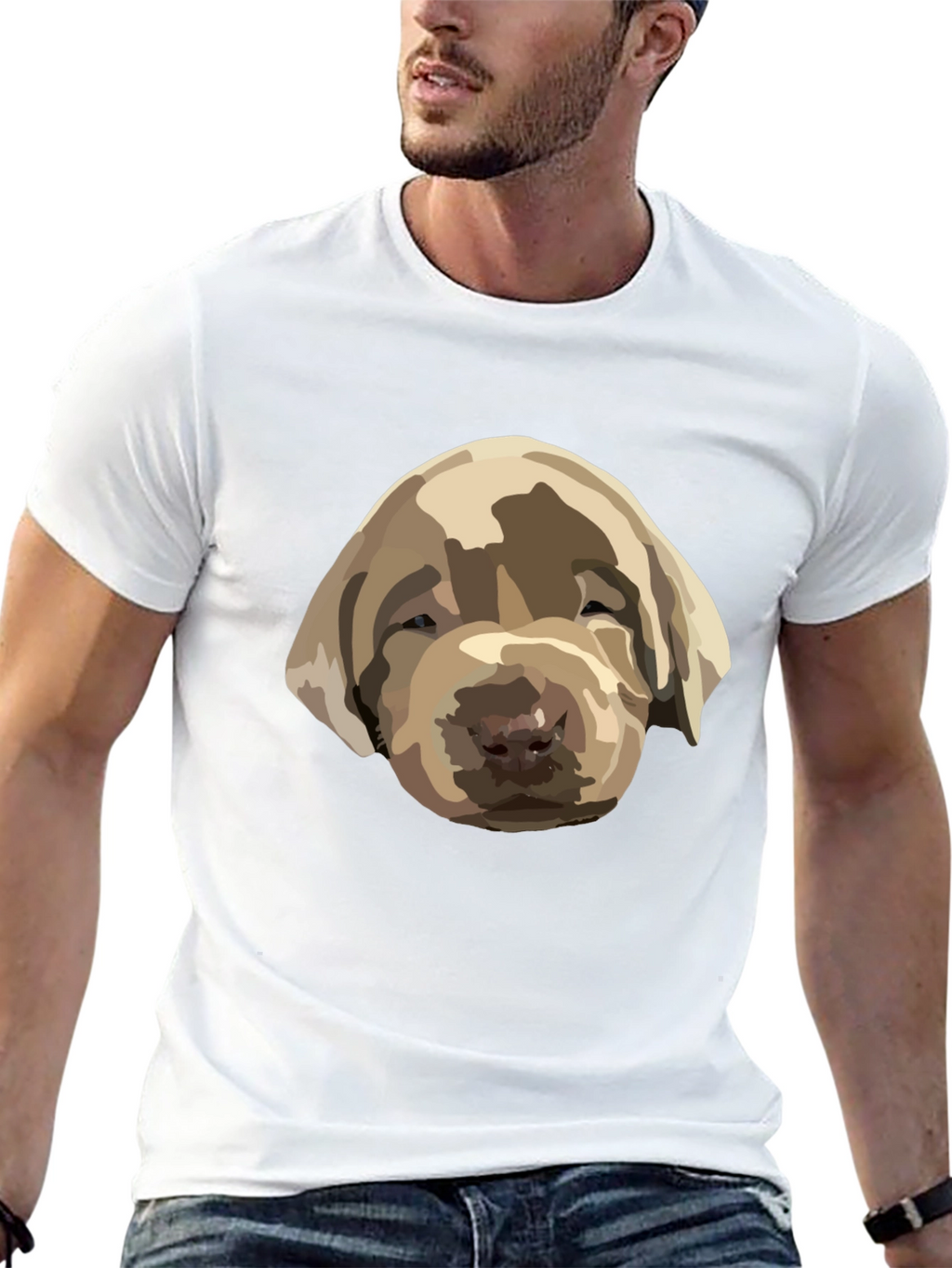 Dog Puppy Graphic Print Black T-Shirt