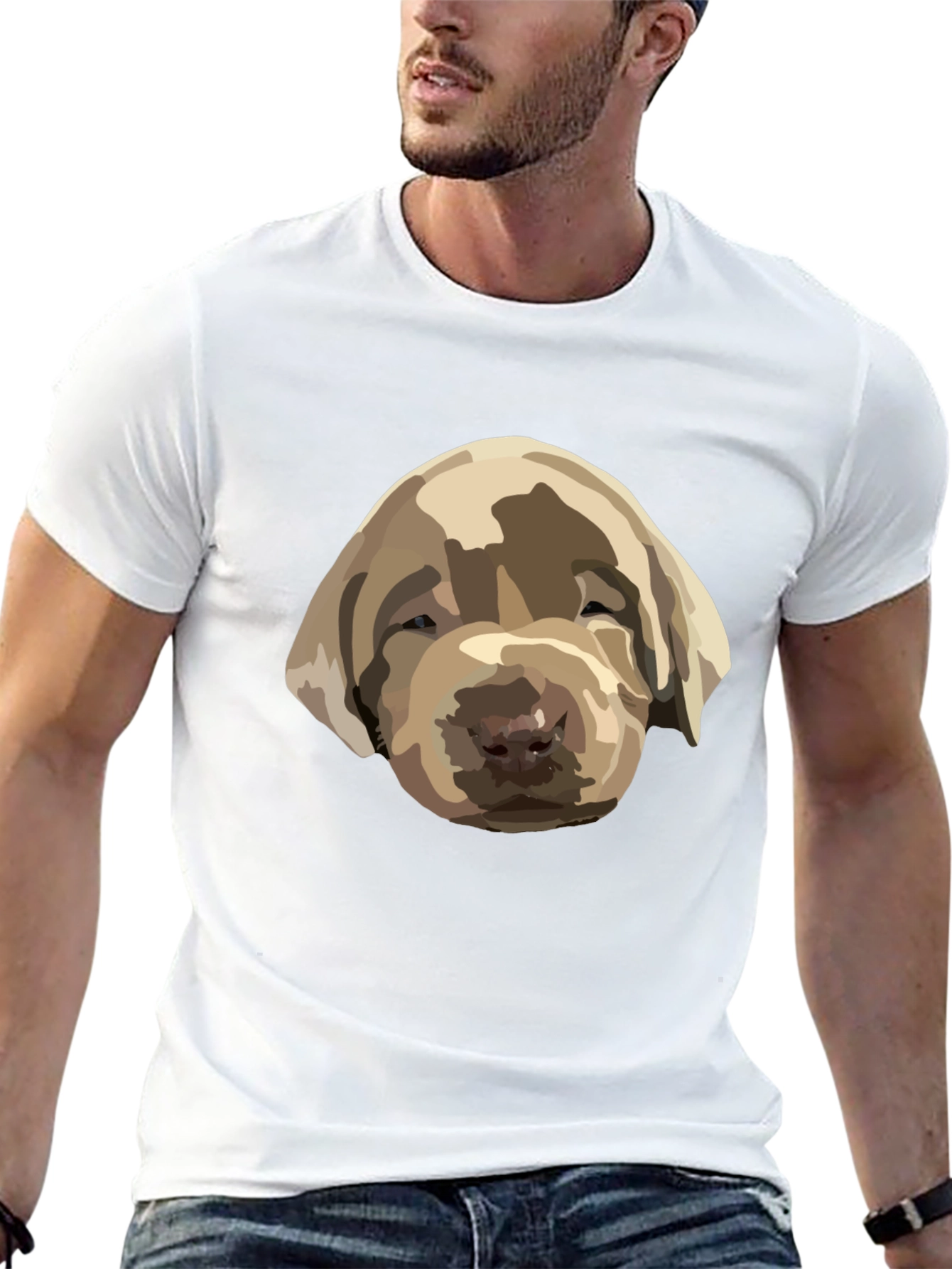 Dog Puppy Graphic Print Black T-Shirt