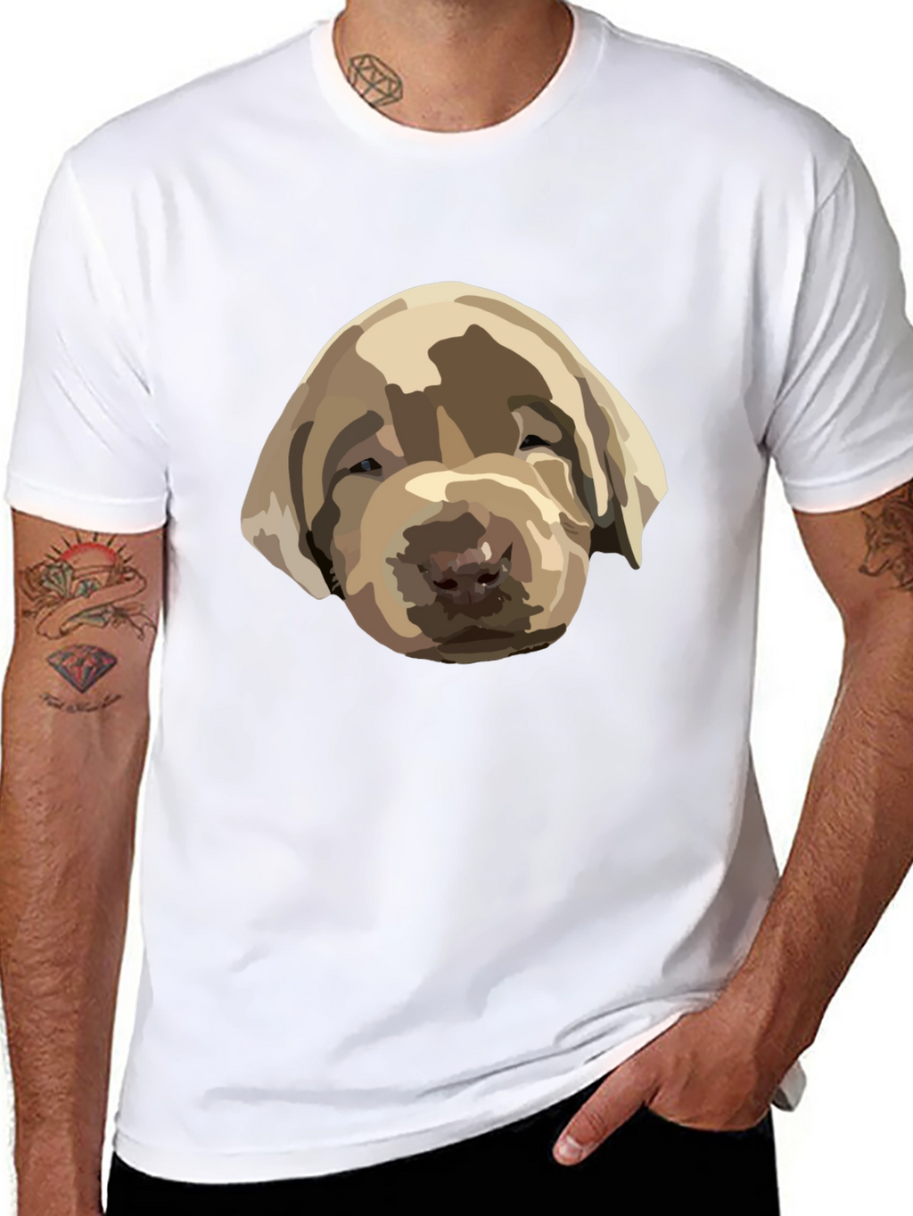 Dog Puppy Graphic Print Black T-Shirt