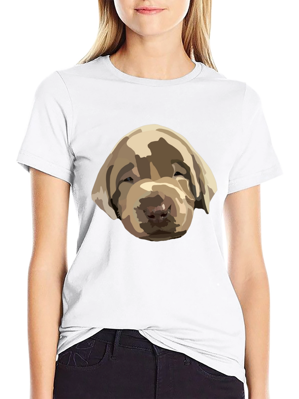 Dog Puppy Graphic Print Black T-Shirt