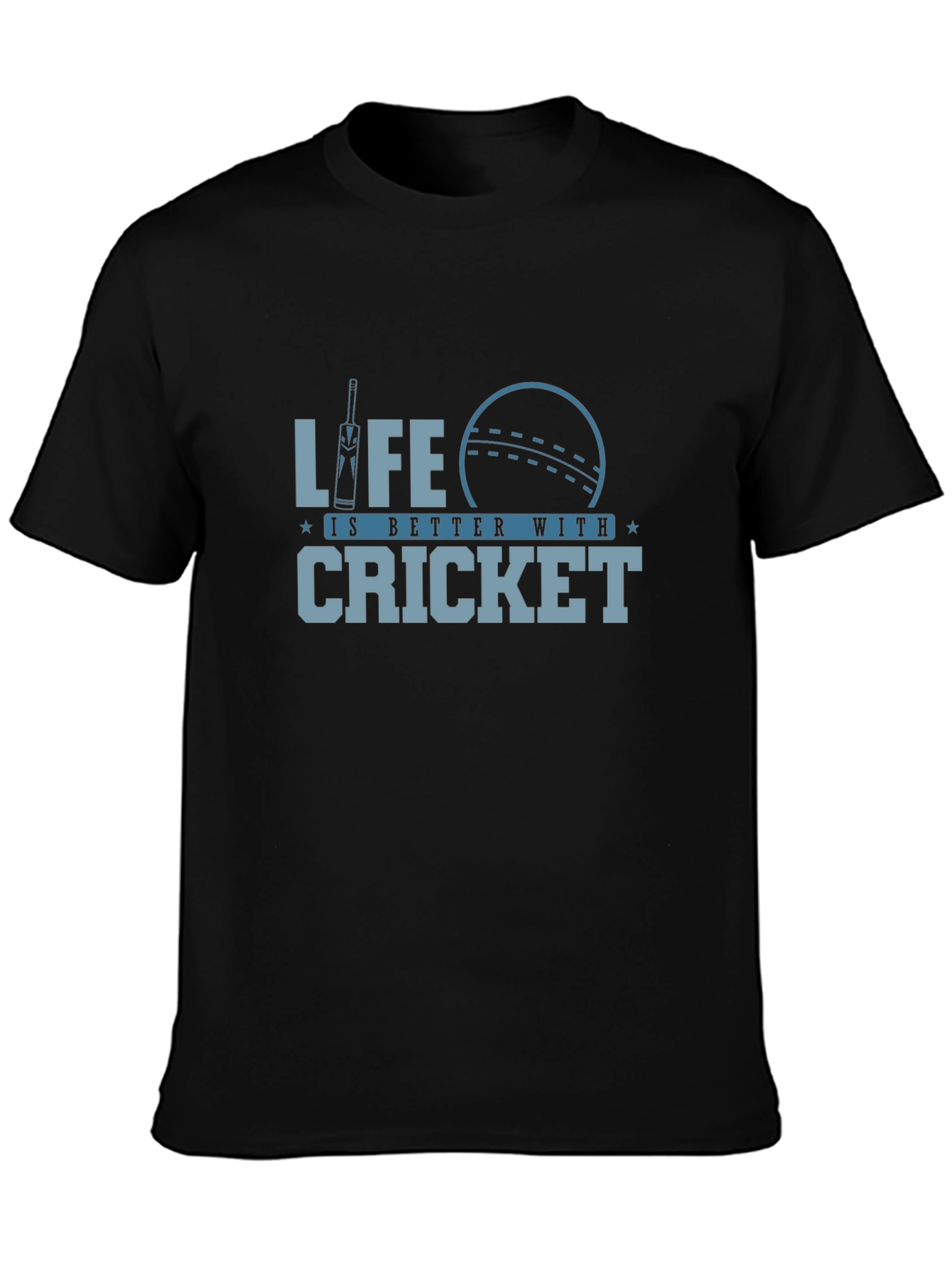 Cricket Life T-Shirt - Black Cotton Tee