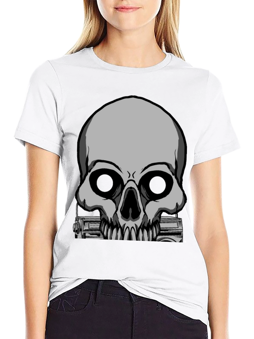 Skull & Radio Graphic Black T-Shirt