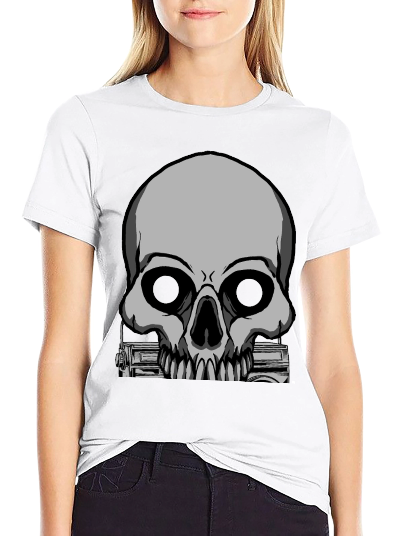 Skull & Radio Graphic Black T-Shirt
