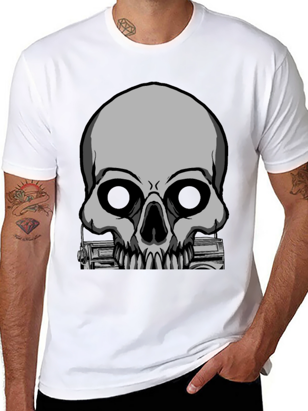 Skull & Radio Graphic Black T-Shirt