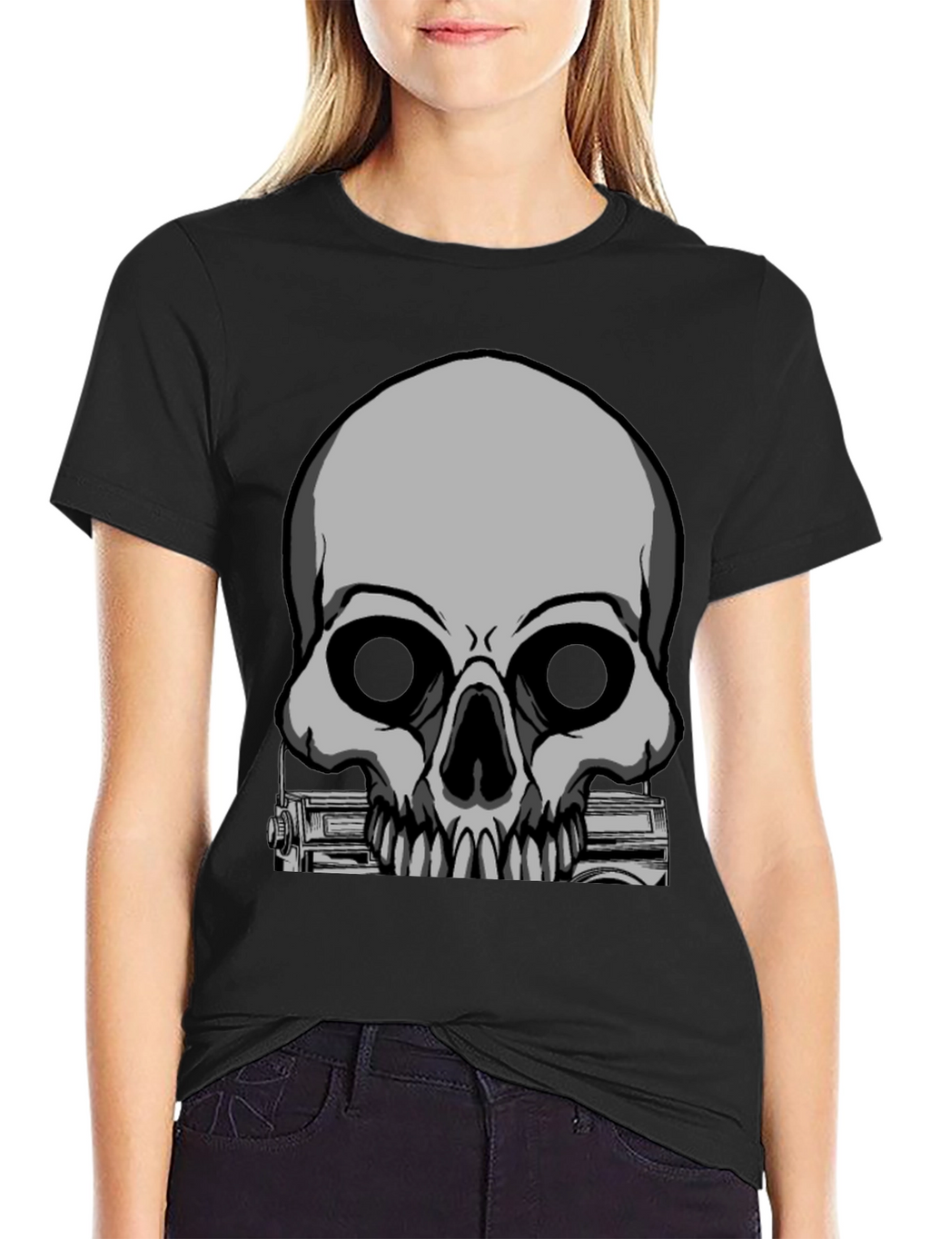Skull & Radio Graphic Black T-Shirt