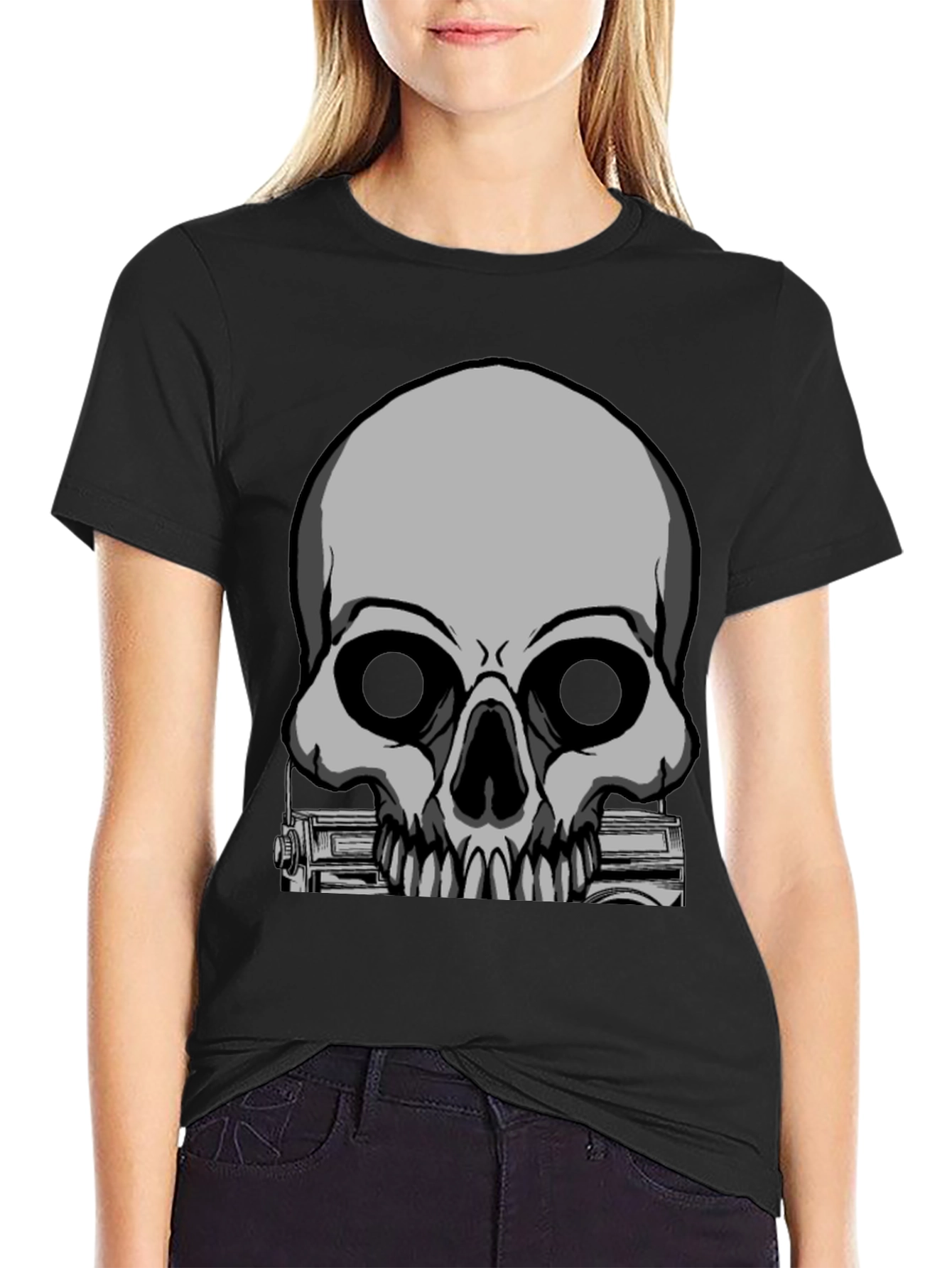 Skull & Radio Graphic Black T-Shirt