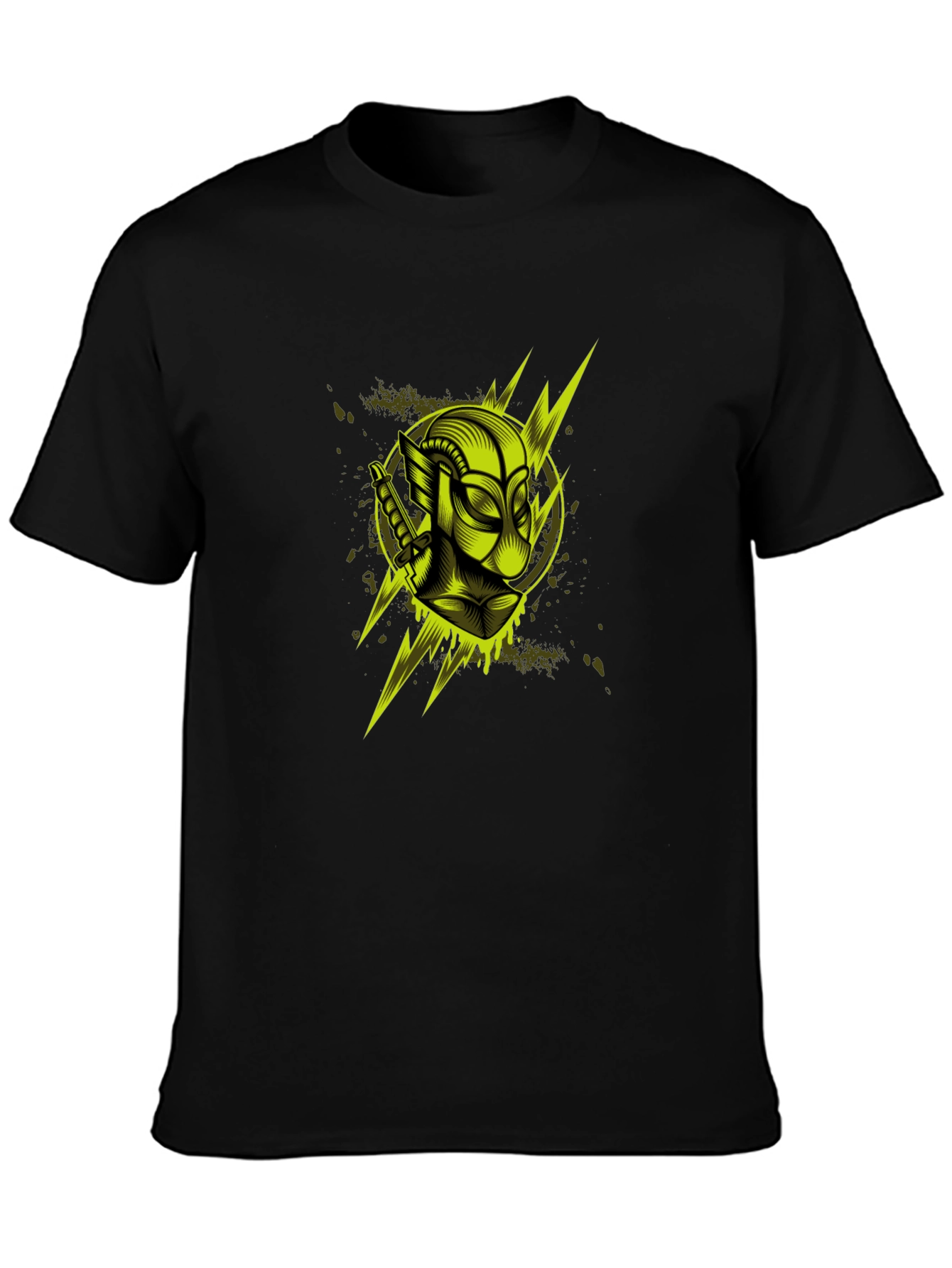 Mens Black Graphic T-Shirt: Neon Deadpool Design