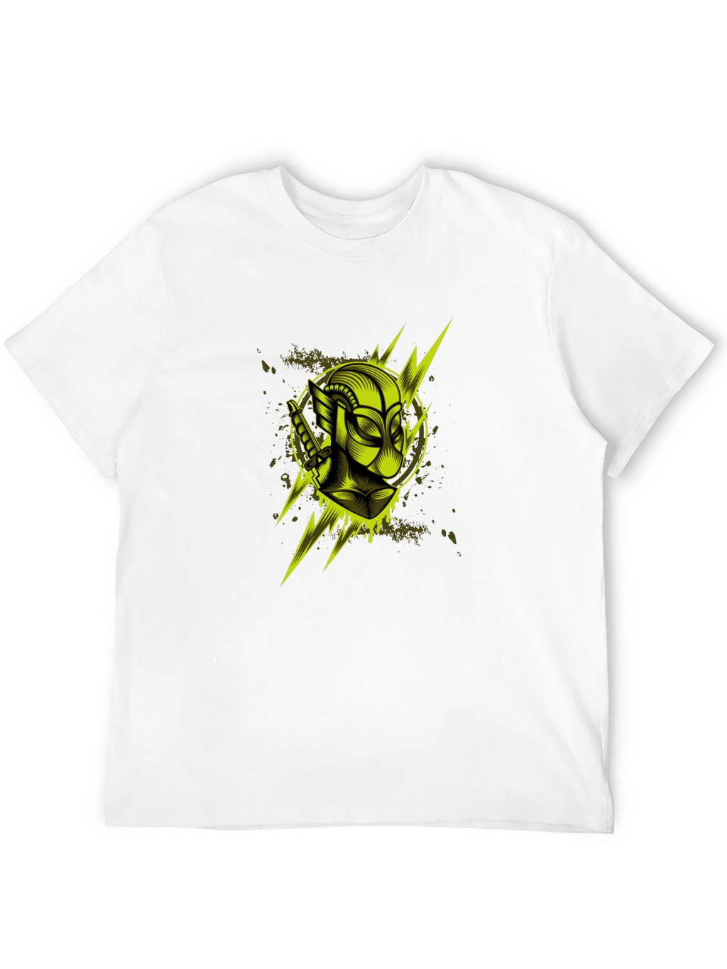 Mens Black Graphic T-Shirt: Neon Deadpool Design