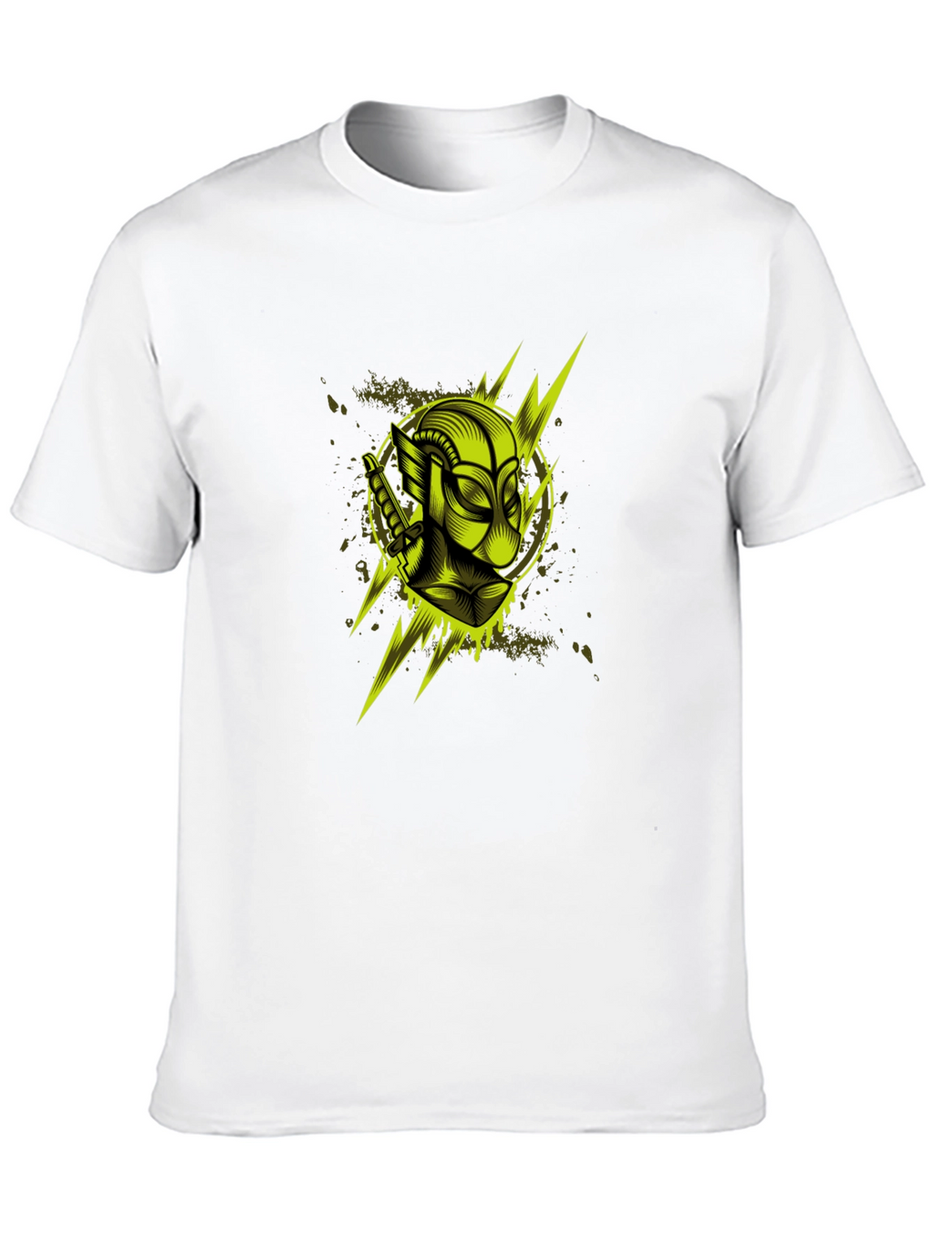 Mens Black Graphic T-Shirt: Neon Deadpool Design