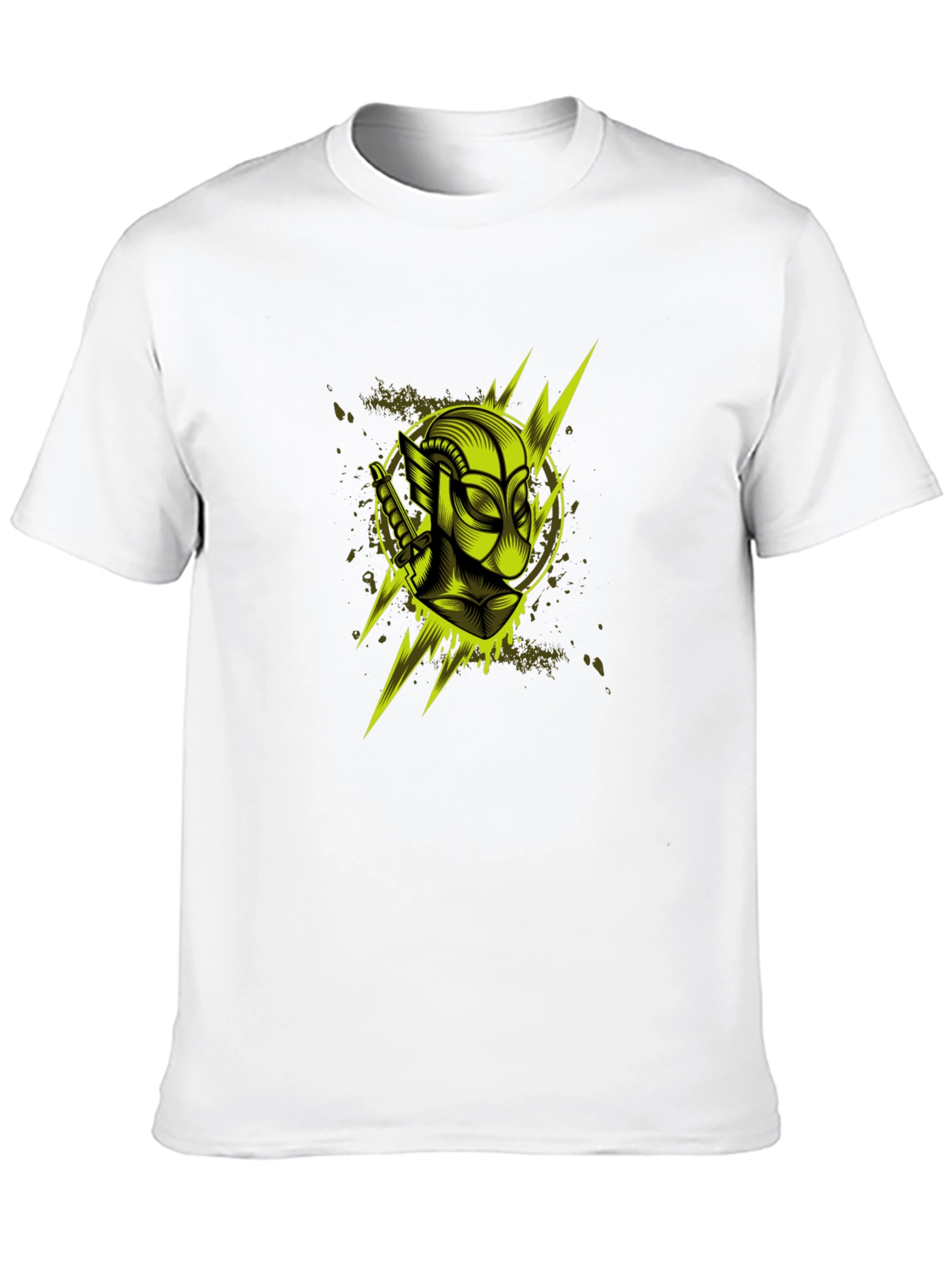 Mens Black Graphic T-Shirt: Neon Deadpool Design