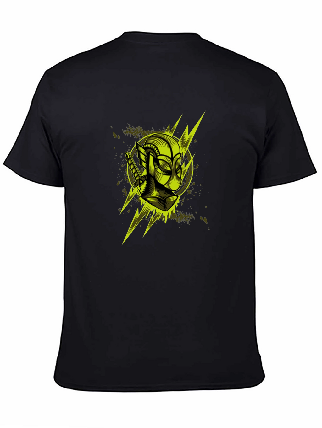 Mens Black Graphic T-Shirt: Neon Deadpool Design