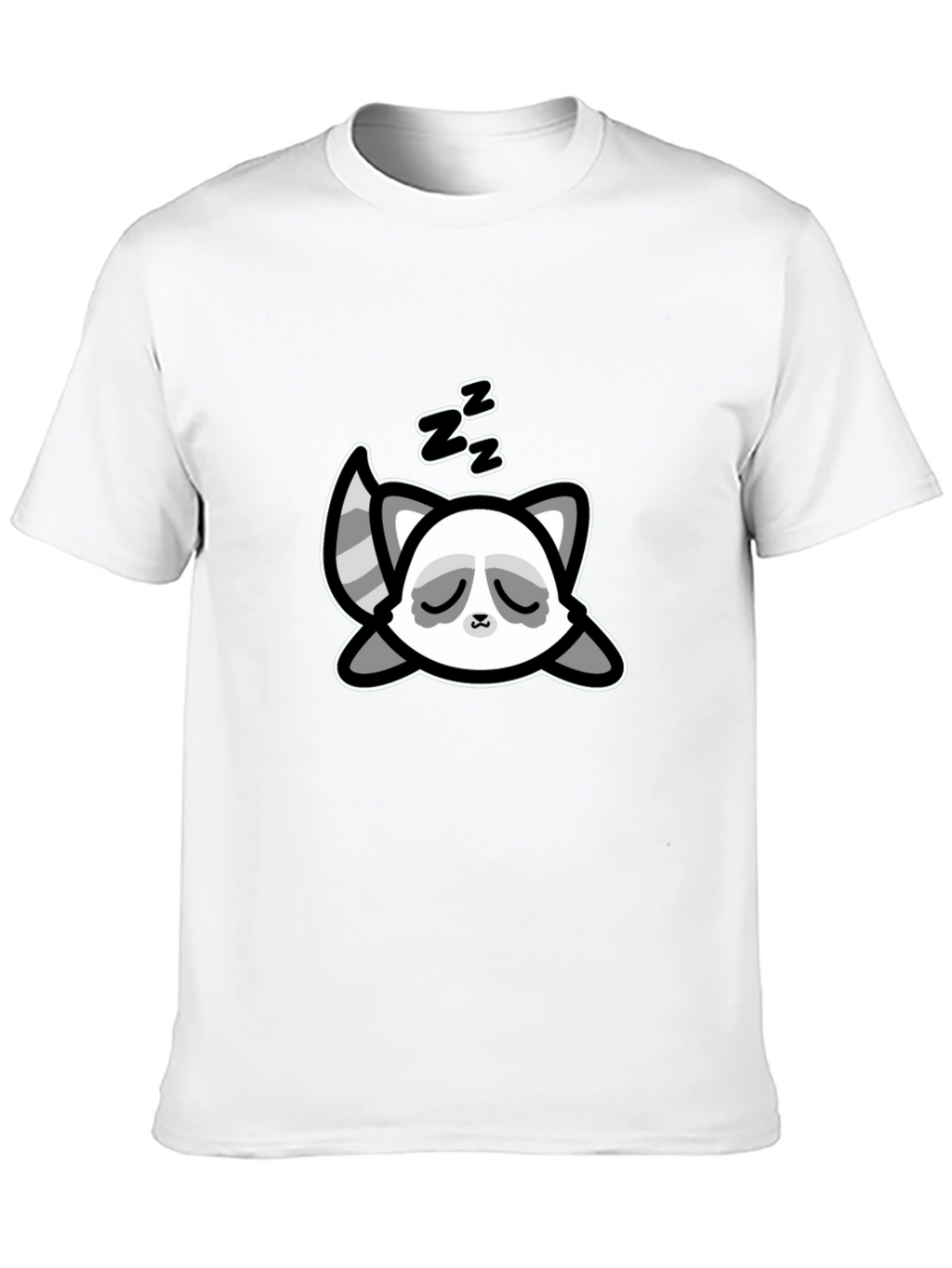 Cute Sleeping Raccoon Graphic T-Shirt - Black