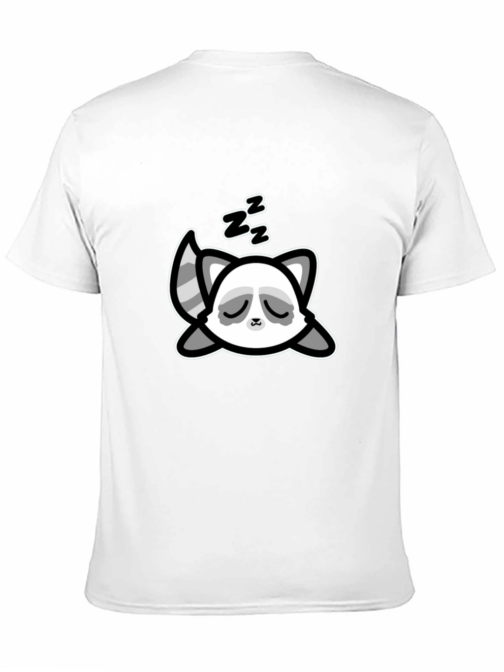 Cute Sleeping Raccoon Graphic T-Shirt - Black