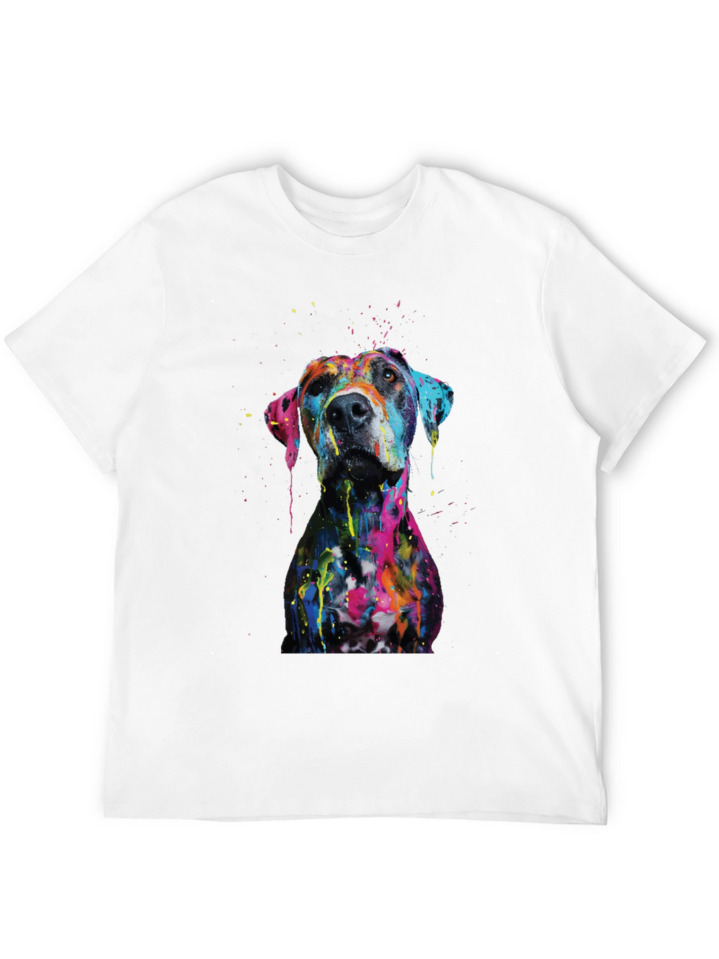 Mens Artistic Dog Print Black T-Shirt