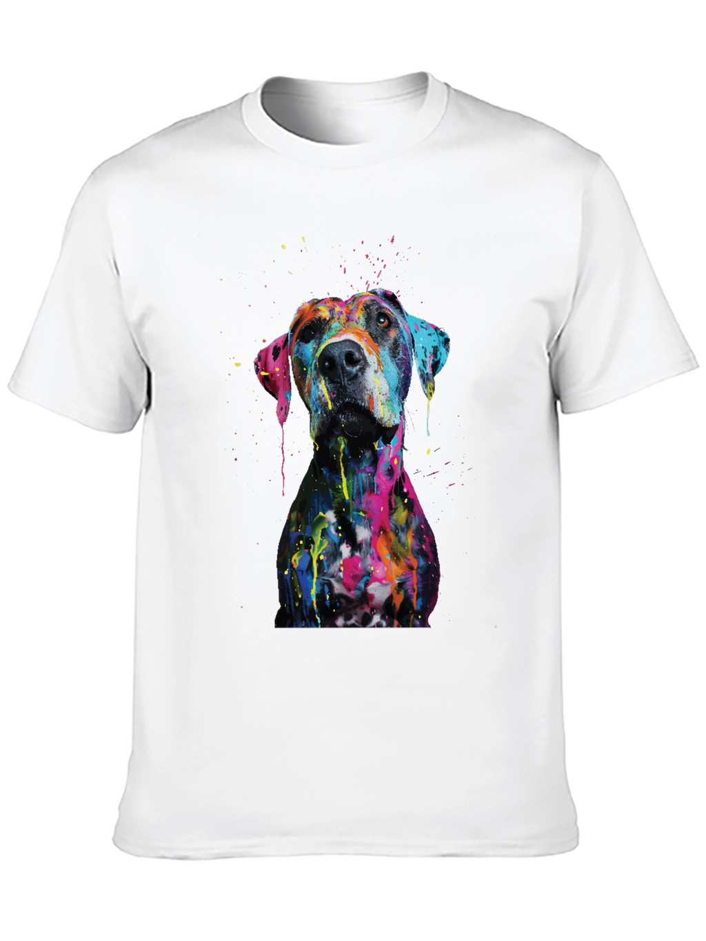 Mens Artistic Dog Print Black T-Shirt