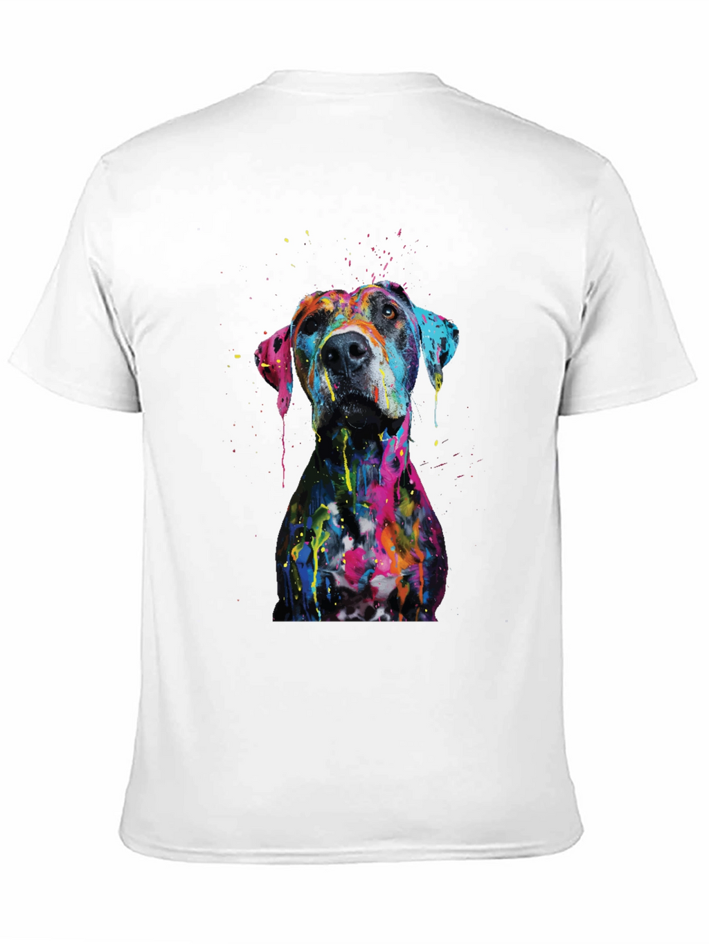 Mens Artistic Dog Print Black T-Shirt