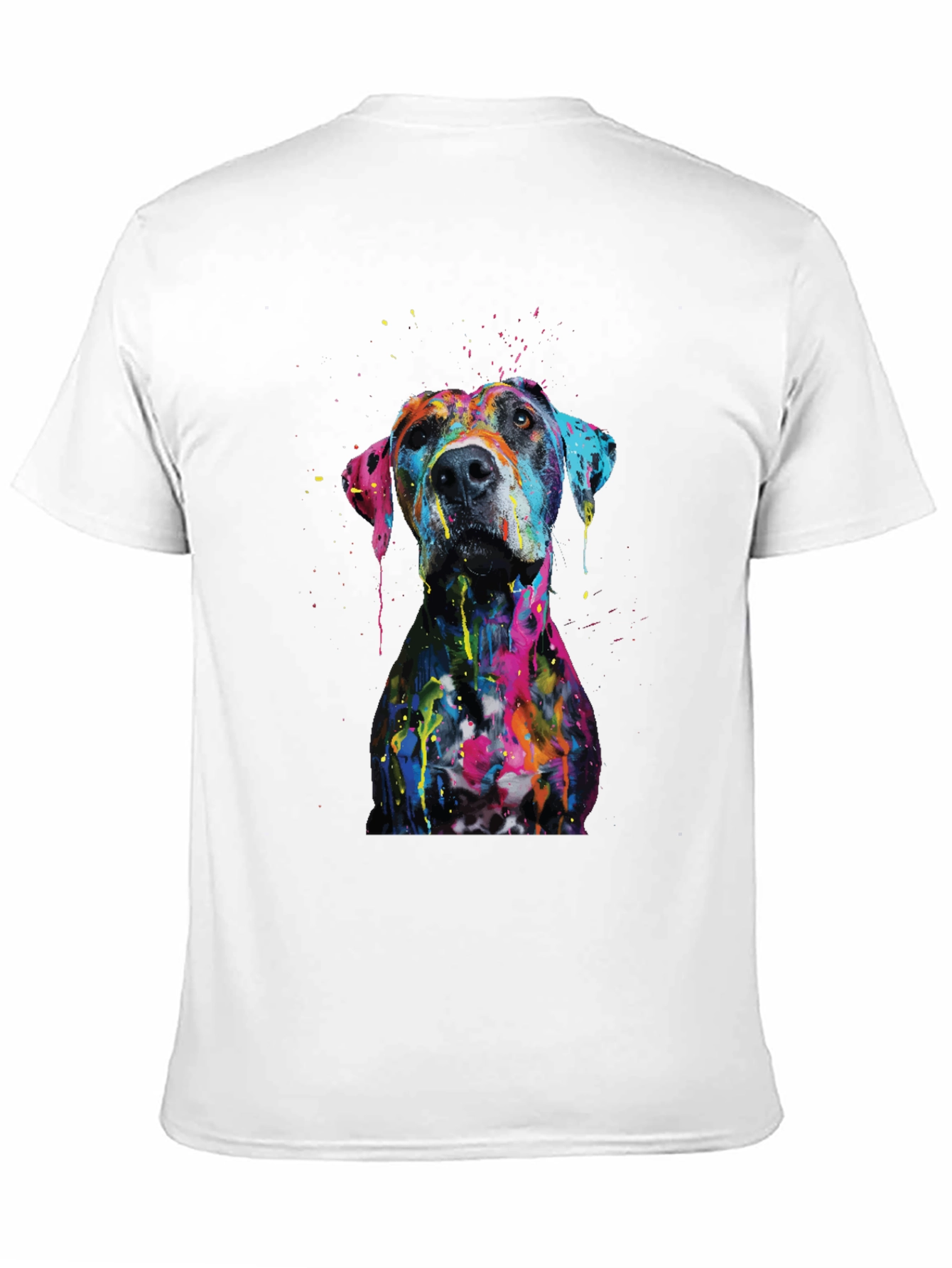 Mens Artistic Dog Print Black T-Shirt