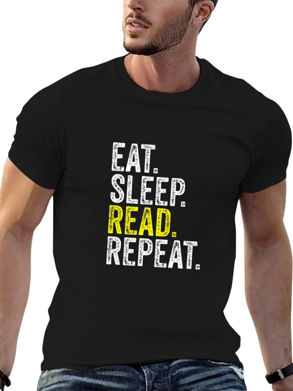 Eat Sleep Read Repeat Black T-Shirt