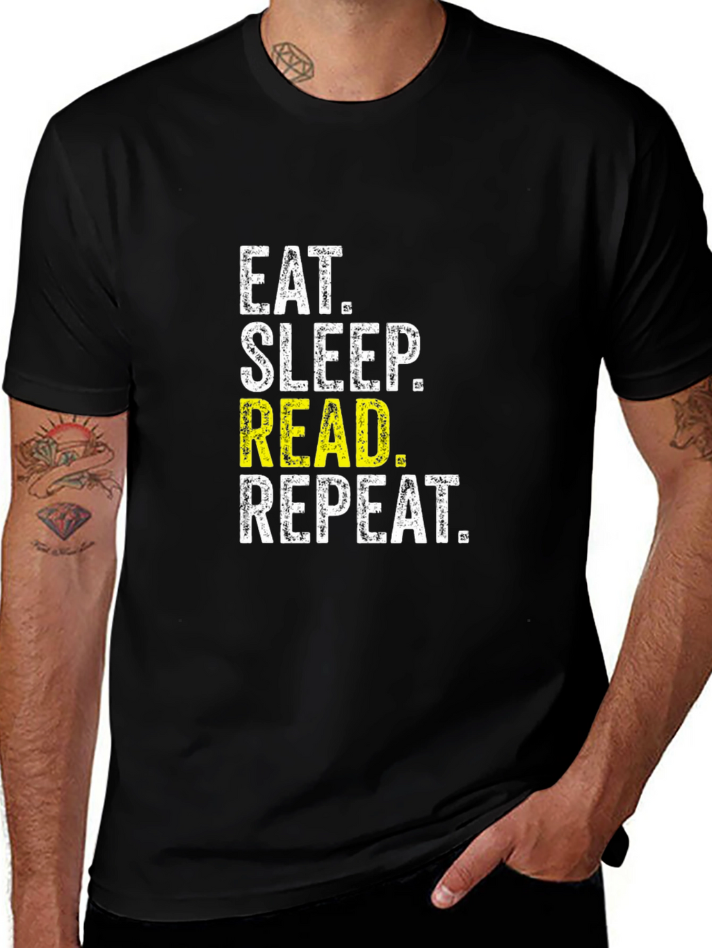 Eat Sleep Read Repeat Black T-Shirt