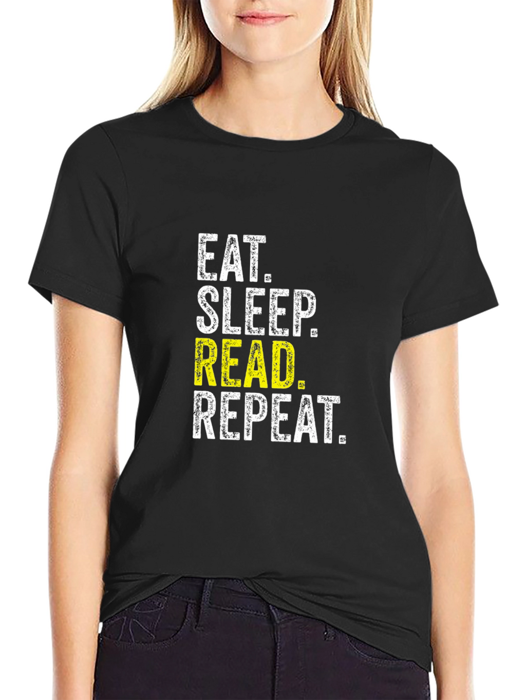 Eat Sleep Read Repeat Black T-Shirt