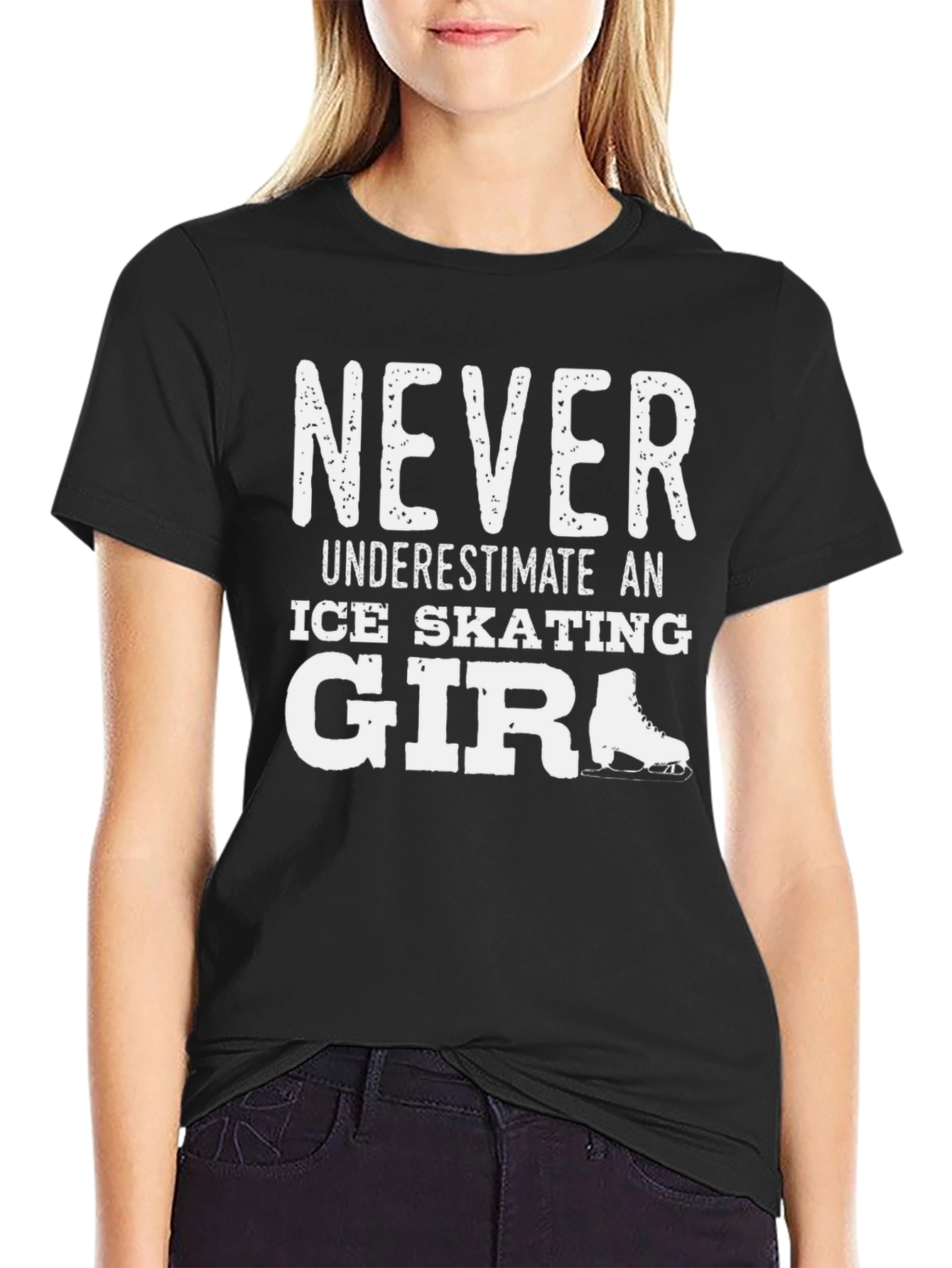 Never Underestimate Ice Skating Girl T-Shirt