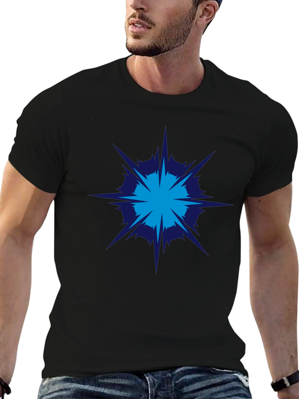 Geometric Burst Graphic Tee - Modern Style