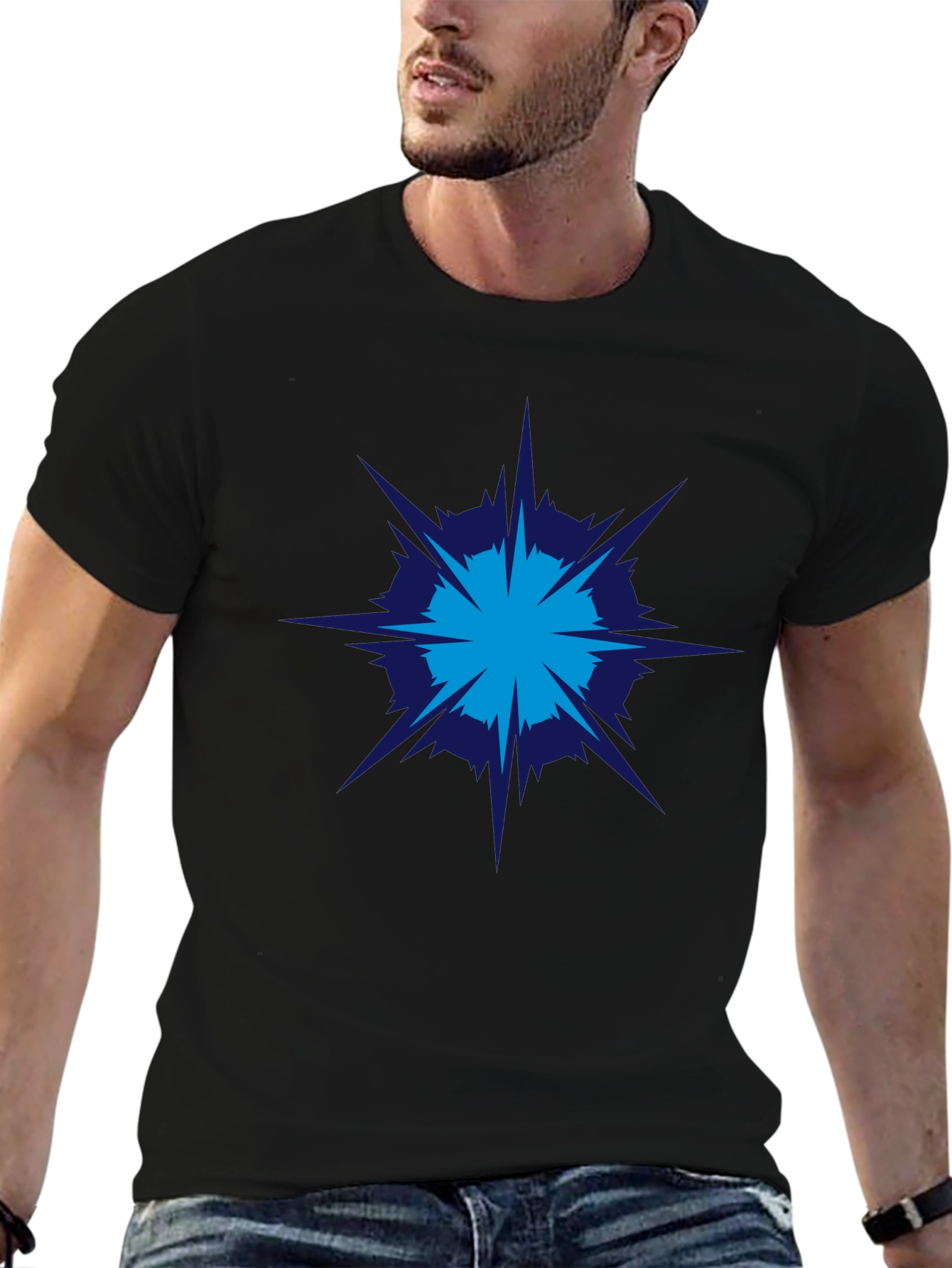 Geometric Burst Graphic Tee - Modern Style