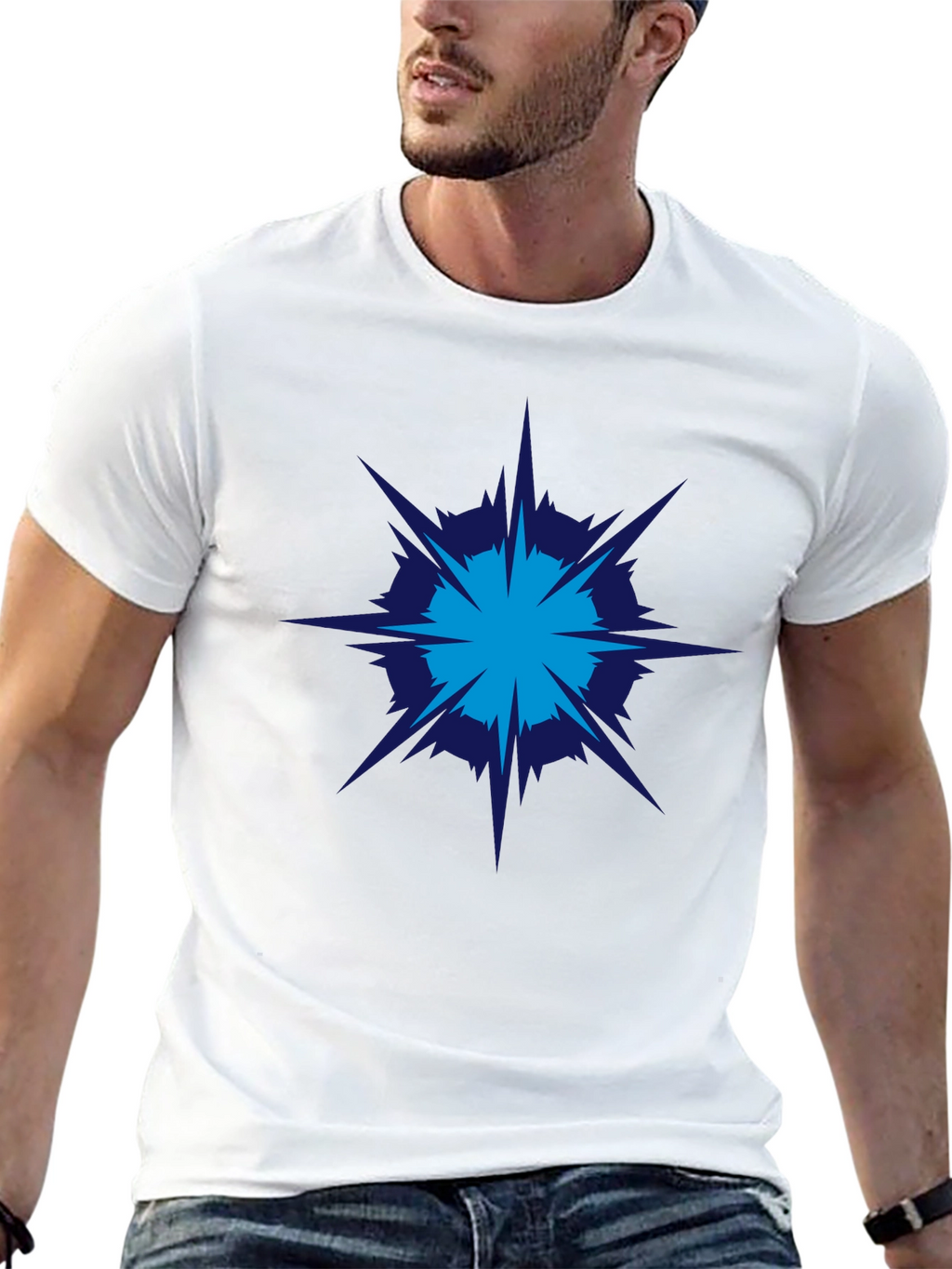 Geometric Burst Graphic Tee - Modern Style