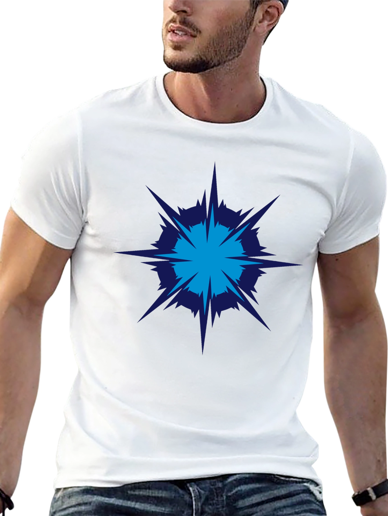 Geometric Burst Graphic Tee - Modern Style