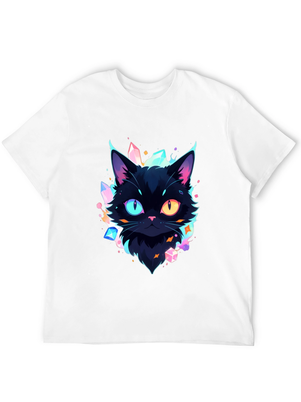 Mystic Cat Graphic Tee - Unique Heterochromia Design
