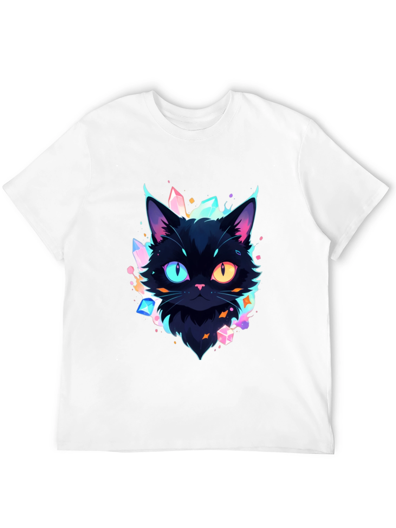 Mystic Cat Graphic Tee - Unique Heterochromia Design
