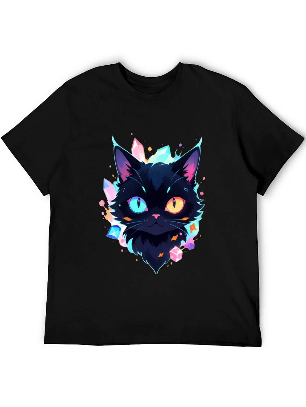 Mystic Cat Graphic Tee - Unique Heterochromia Design