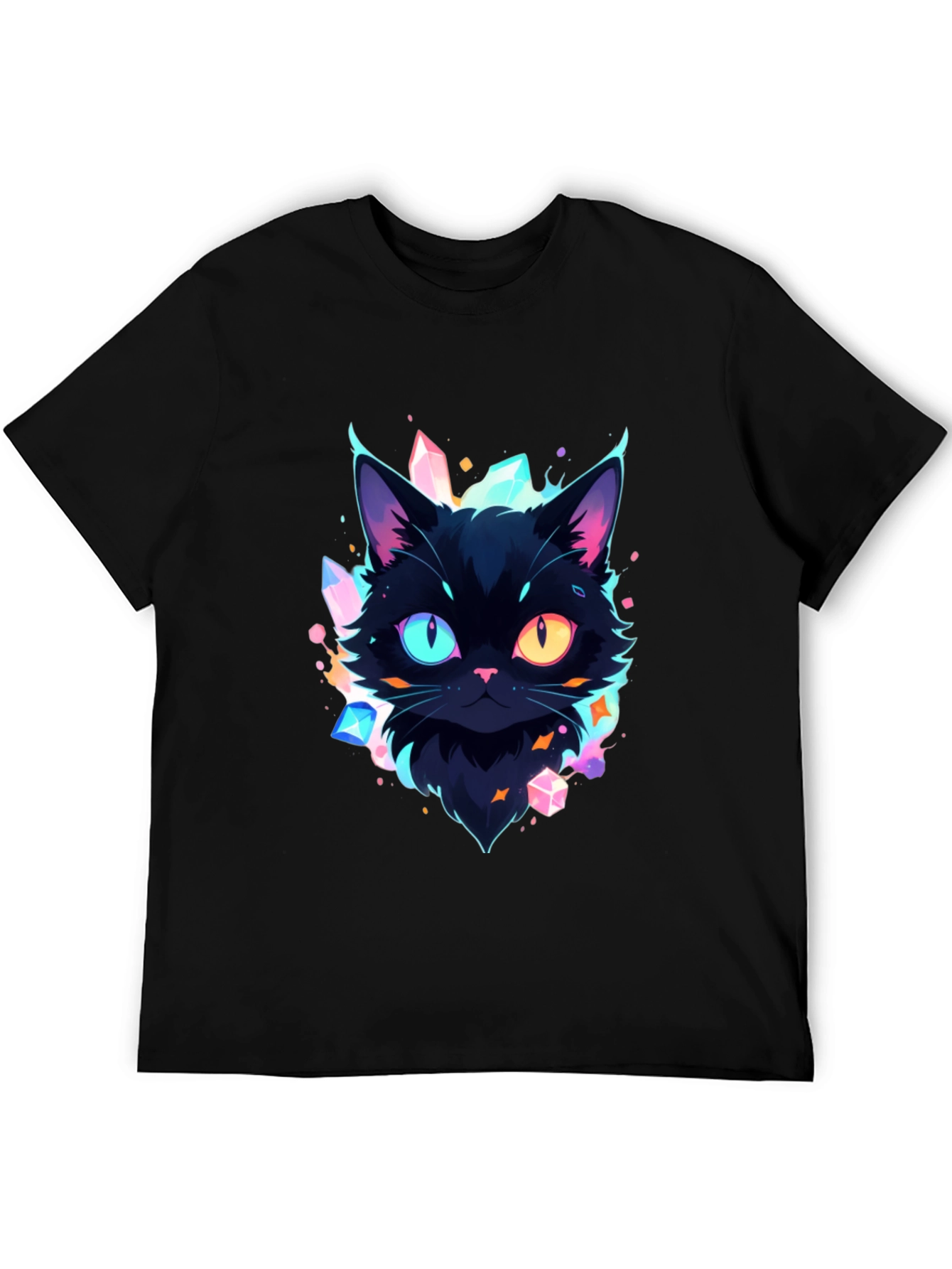 Mystic Cat Graphic Tee - Unique Heterochromia Design