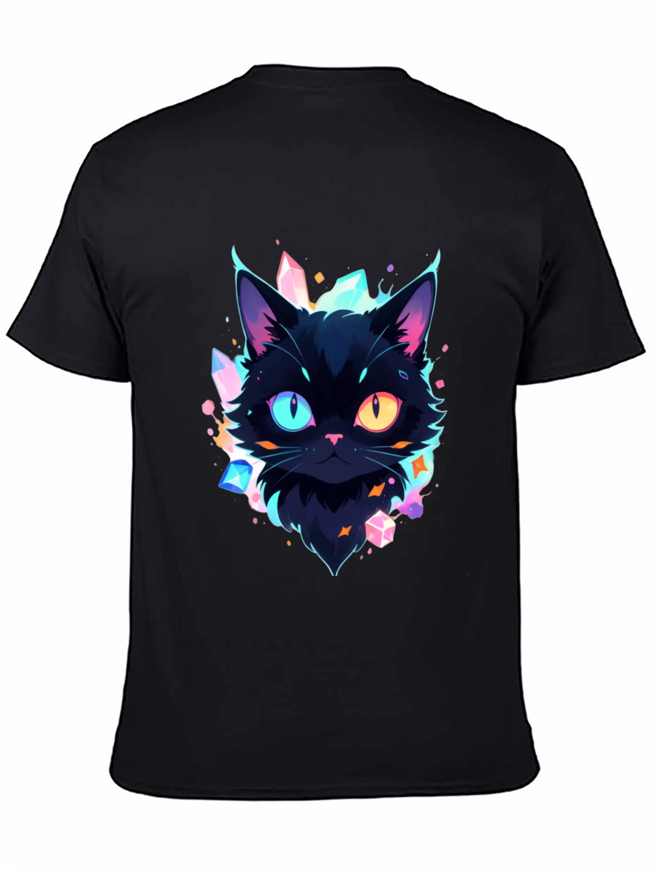 Mystic Cat Graphic Tee - Unique Heterochromia Design