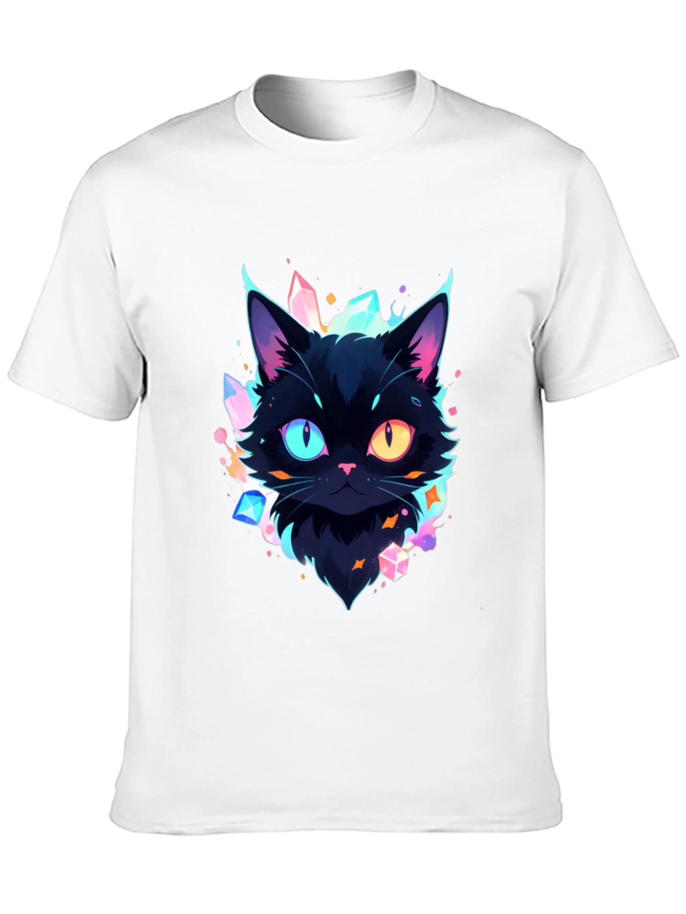 Mystic Cat Graphic Tee - Unique Heterochromia Design