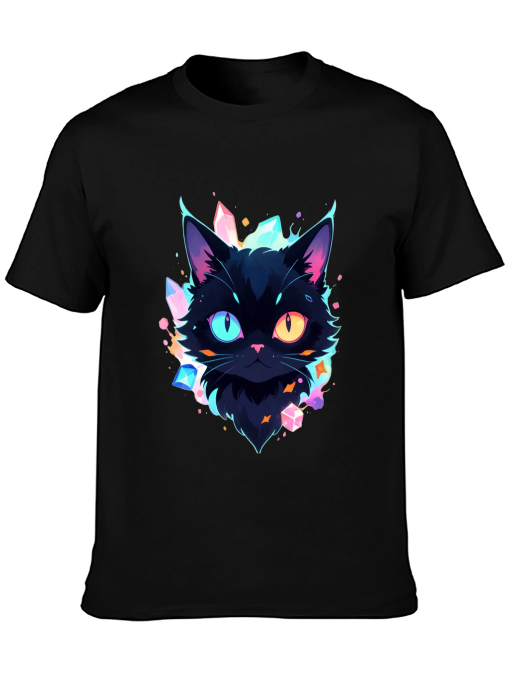 Mystic Cat Graphic Tee - Unique Heterochromia Design