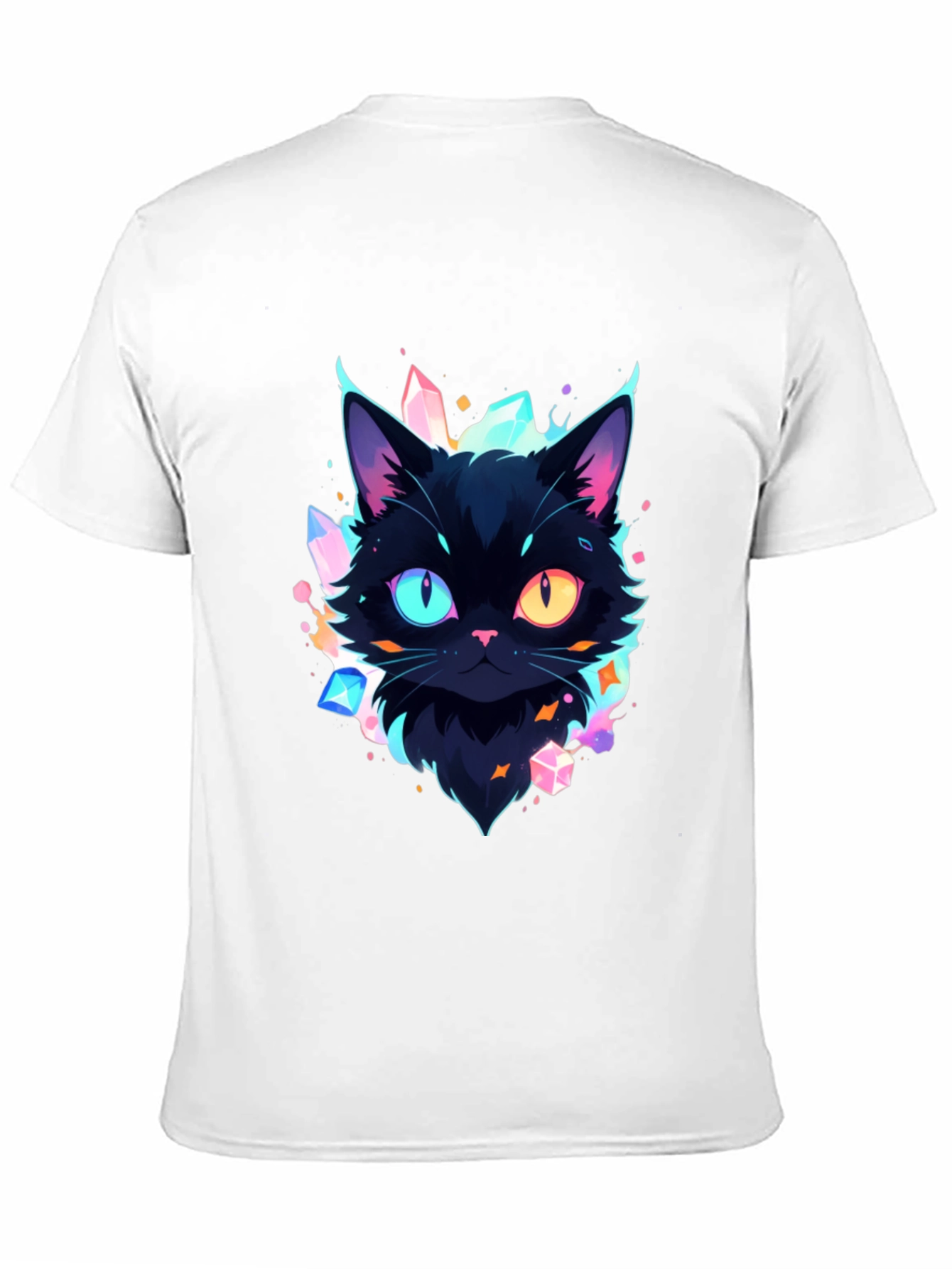 Mystic Cat Graphic Tee - Unique Heterochromia Design