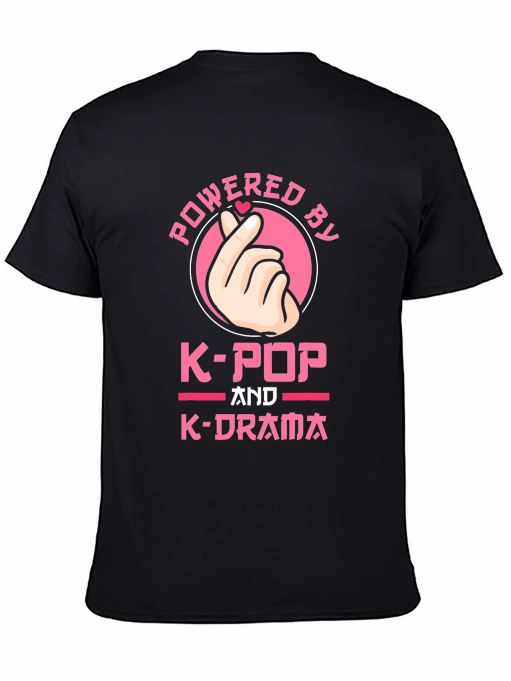 Powered by K-Pop and K-Drama Black T-Shirt